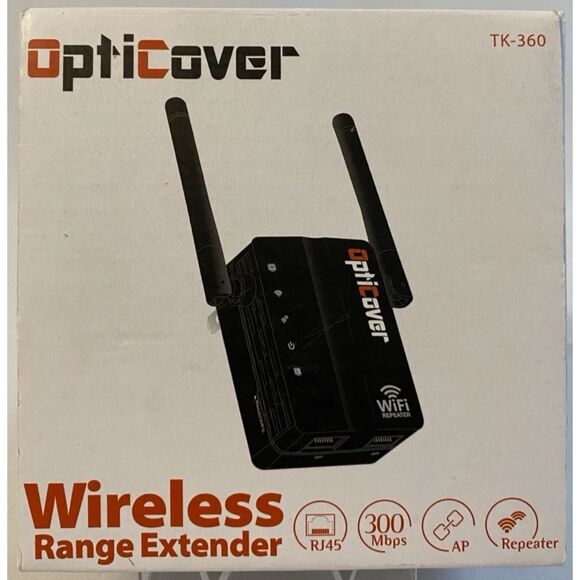 Wireless Range Extender Opticover TK-360 WiFi Booster (Black) New - Picture 1 of 3